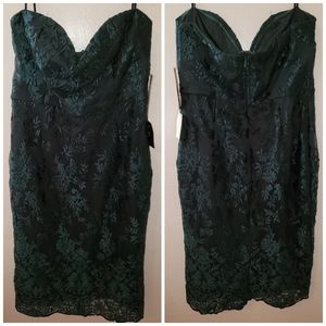 Dark green strapless dress